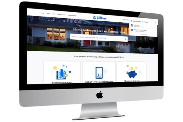 picture of zillow home value estimator website